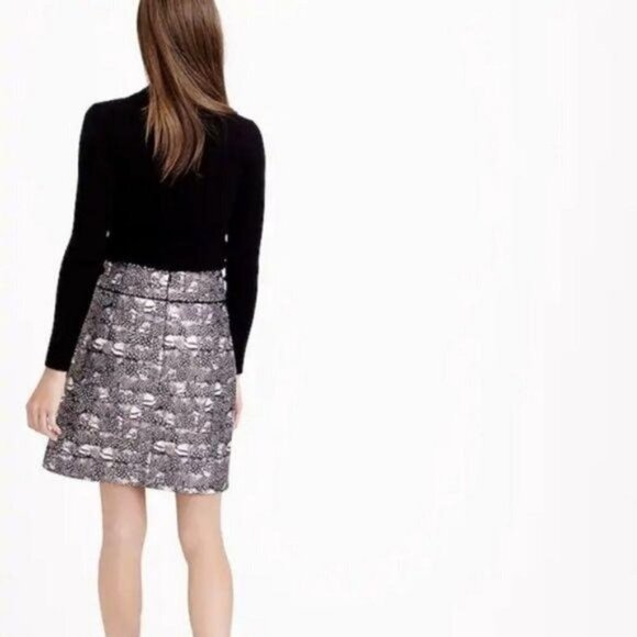 J. Crew A-line Feather Print Mini Skirt In Black, Grey & White Size 2 - Picture 9 of 12